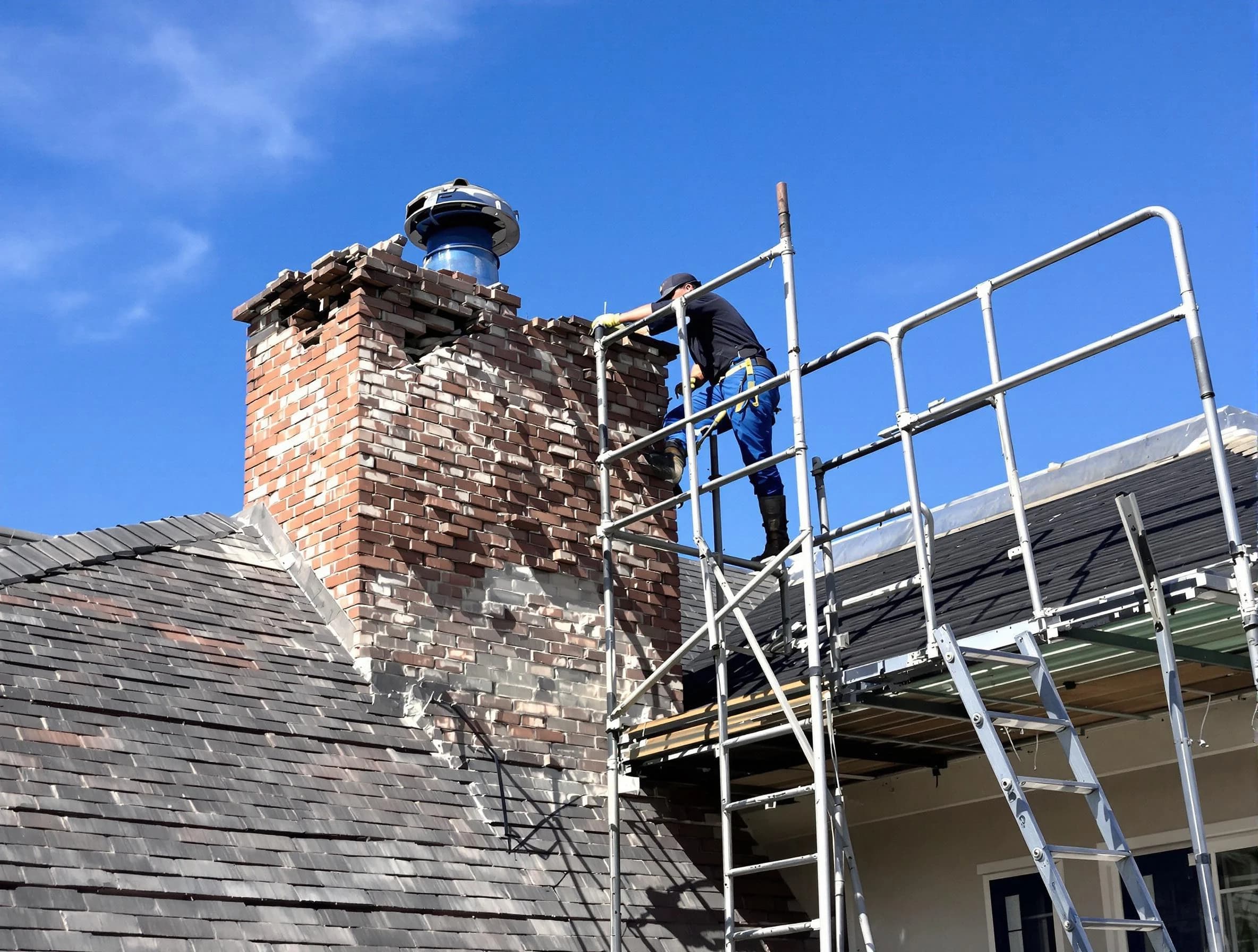 Rebuilding a chimney structure by Hillsborough Chimney Sweep in Hillsborough, NJ