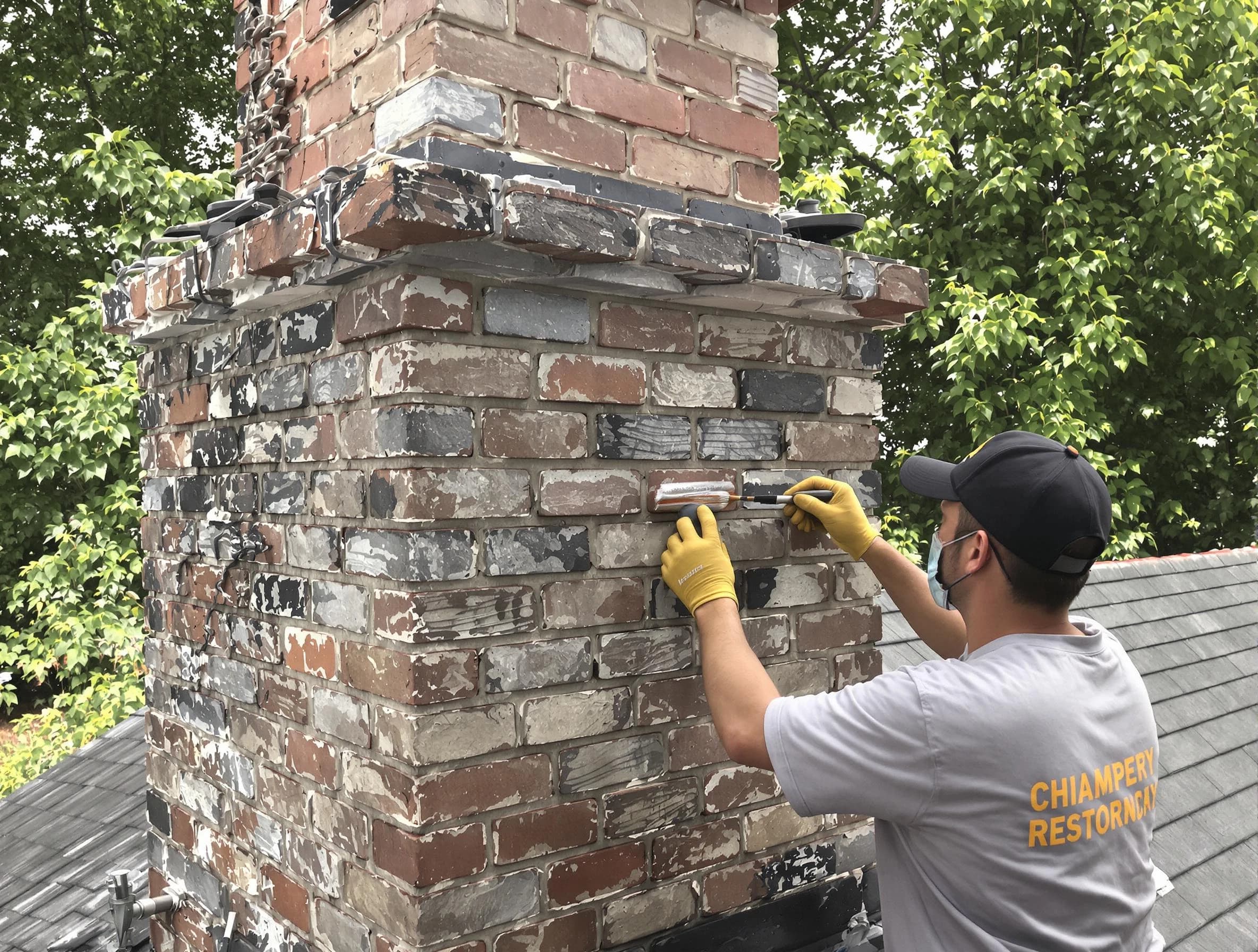 In-progress chimney restoration by Hillsborough Chimney Sweep in Hillsborough, NJ