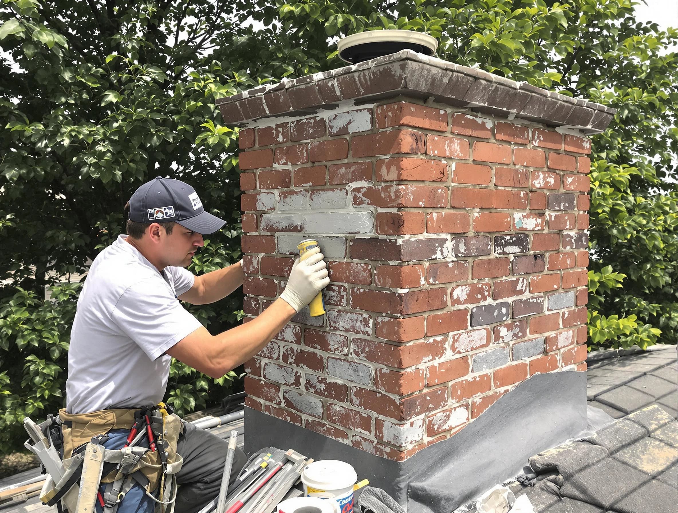 Hillsborough Chimney Sweep restoring an aging chimney in Hillsborough, NJ