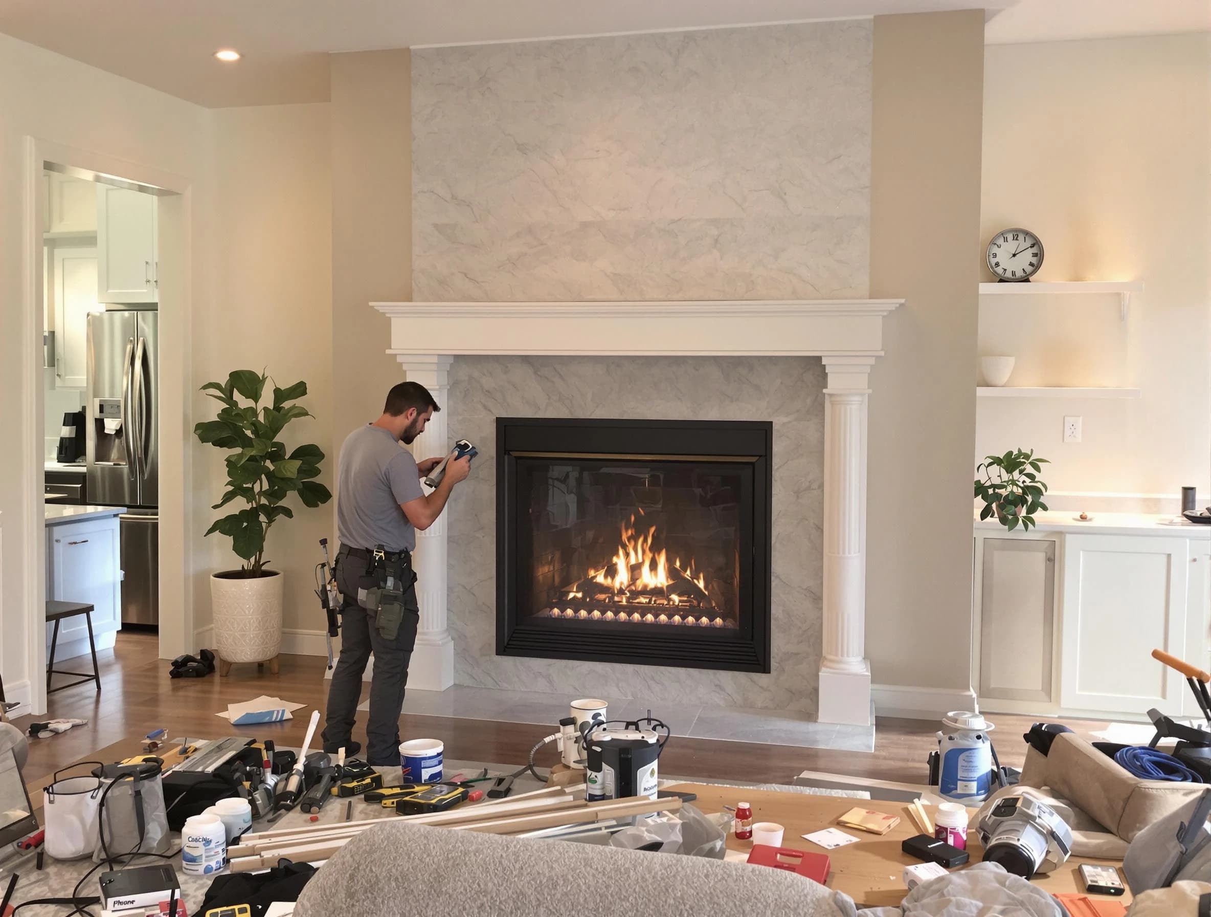 Newly installed fireplace by Hillsborough Chimney Sweep in Hillsborough, NJ